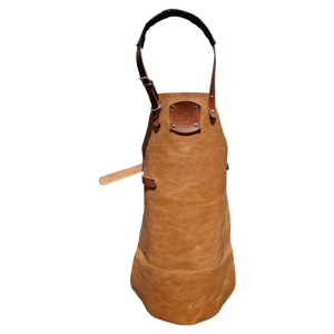 Handgemaakt Leren BBQ Schort voor Kinderen, in de kleur Light Tan.