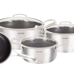 7-delige Pannenset Inductie met Honingraat Anti-aanbaklaag