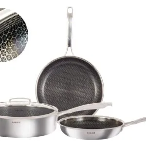 4-delige Pannenset Inductie met Honingraat Anti-aanbaklaag