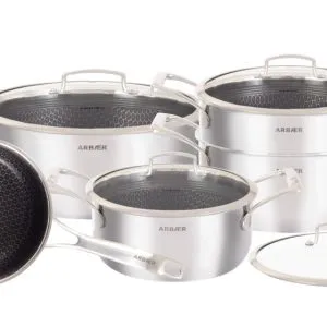 9-delige Pannenset Inductie met Honingraat Anti-aanbaklaag