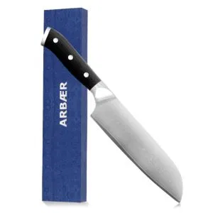 Koksmes 18 cm - Japans Santoku Lemmet - Damascus staal - G10 handvat